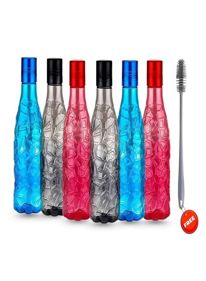 InfiniteEshop Round Textured Design Water Bottle | BPA-Free Plastic Bottle Multipurpose Use - Leak-Proof & Fridge Water Bottle (Pack of 6) - Image 1